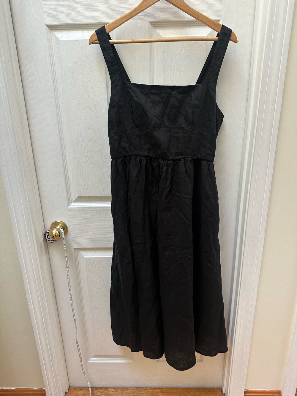 Quince european fit and flare linen Midi Dress Black XL - Picture 2 of 10
